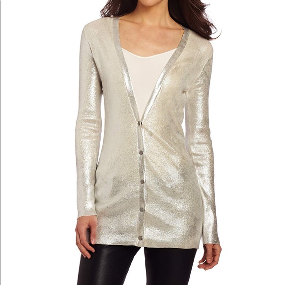 silver metallic cardigan womens